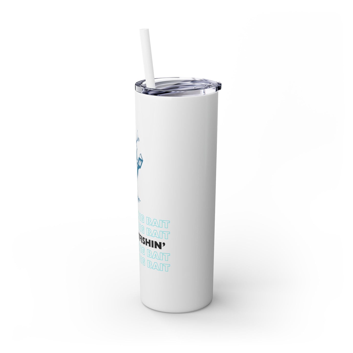 White Skinny Tumbler with Straw, 20oz