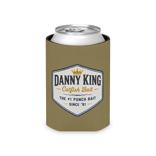 Danny King Catfish Bait Can Cooler — Tan Drink Koozie