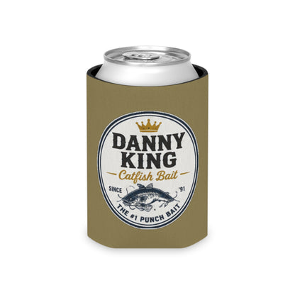 Danny King Catfish Bait Can Cooler — Tan Drink Koozie