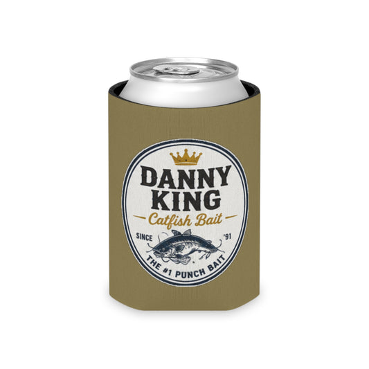 Danny King Catfish Bait Can Cooler — Tan Drink Koozie
