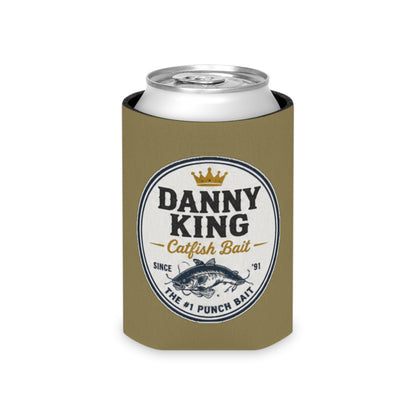Danny King Catfish Bait Can Cooler — Tan Drink Koozie