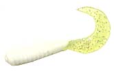 Action Bait 3in Curly Grubs 20pk White Chartreuse Tail